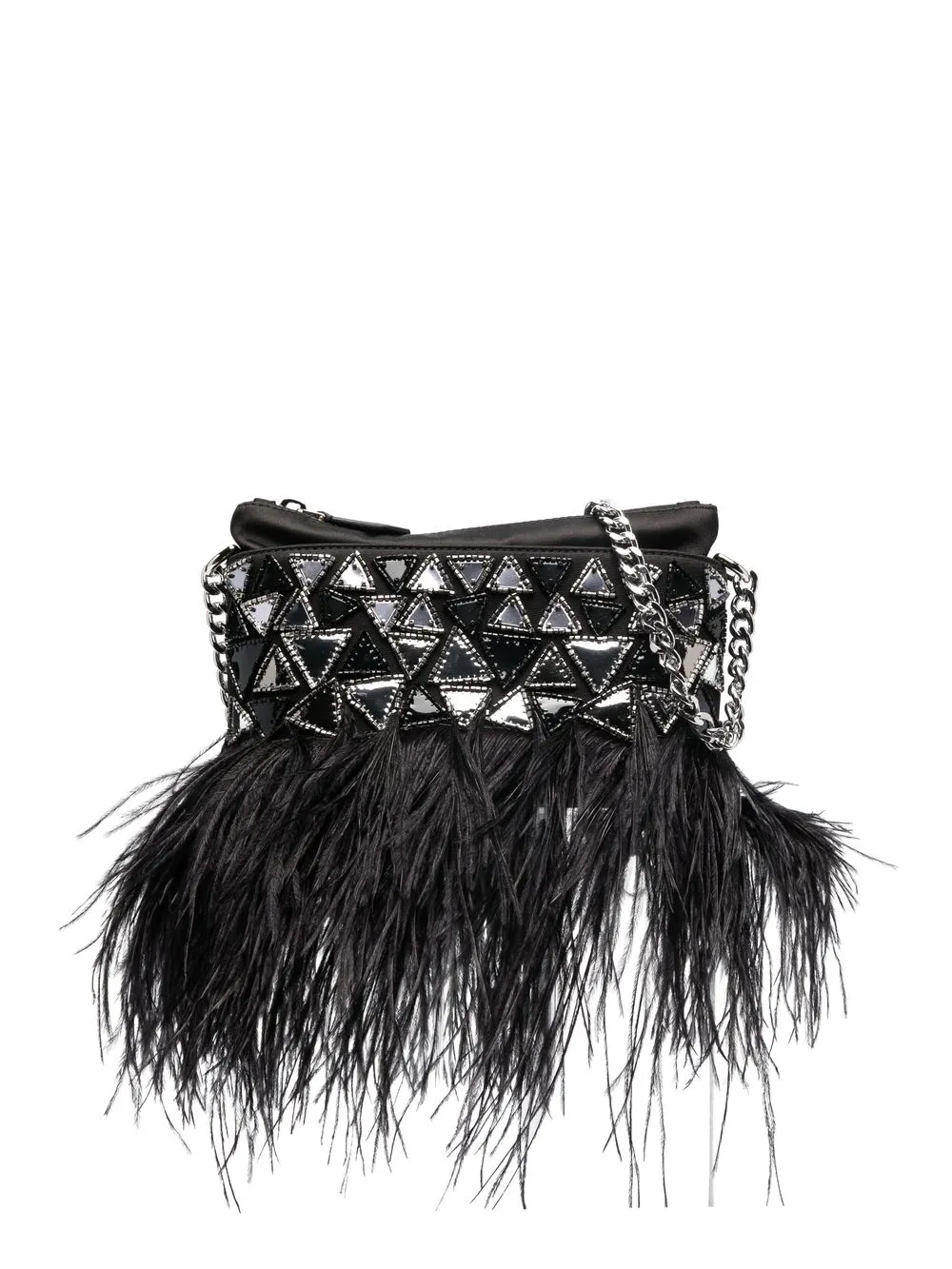 

Alberta Ferretti feather-trim clutch bag - Black