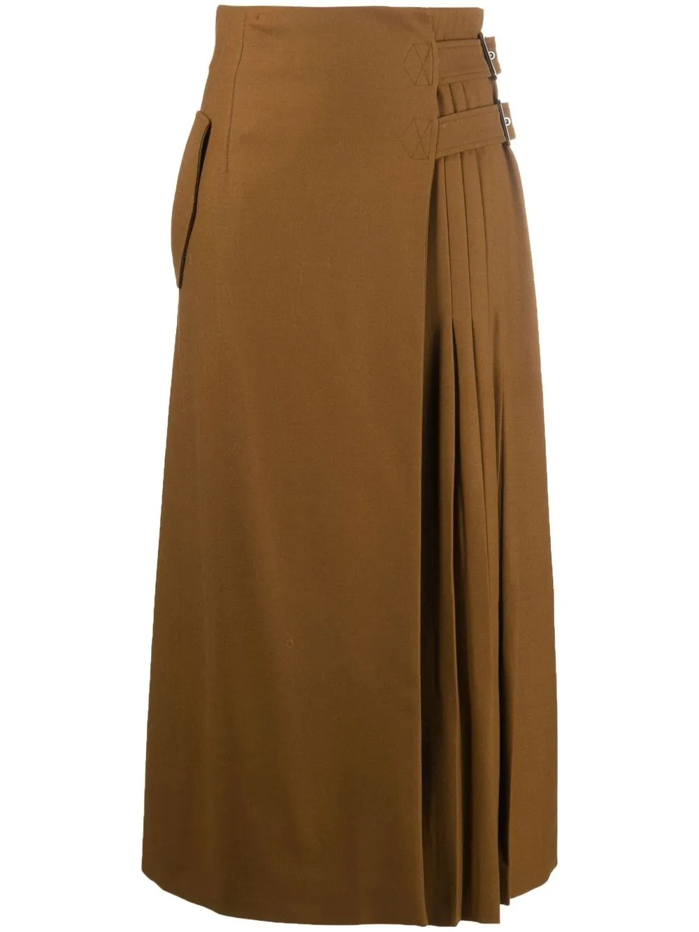 

Alberta Ferretti pleated knitted midi skirt - Brown