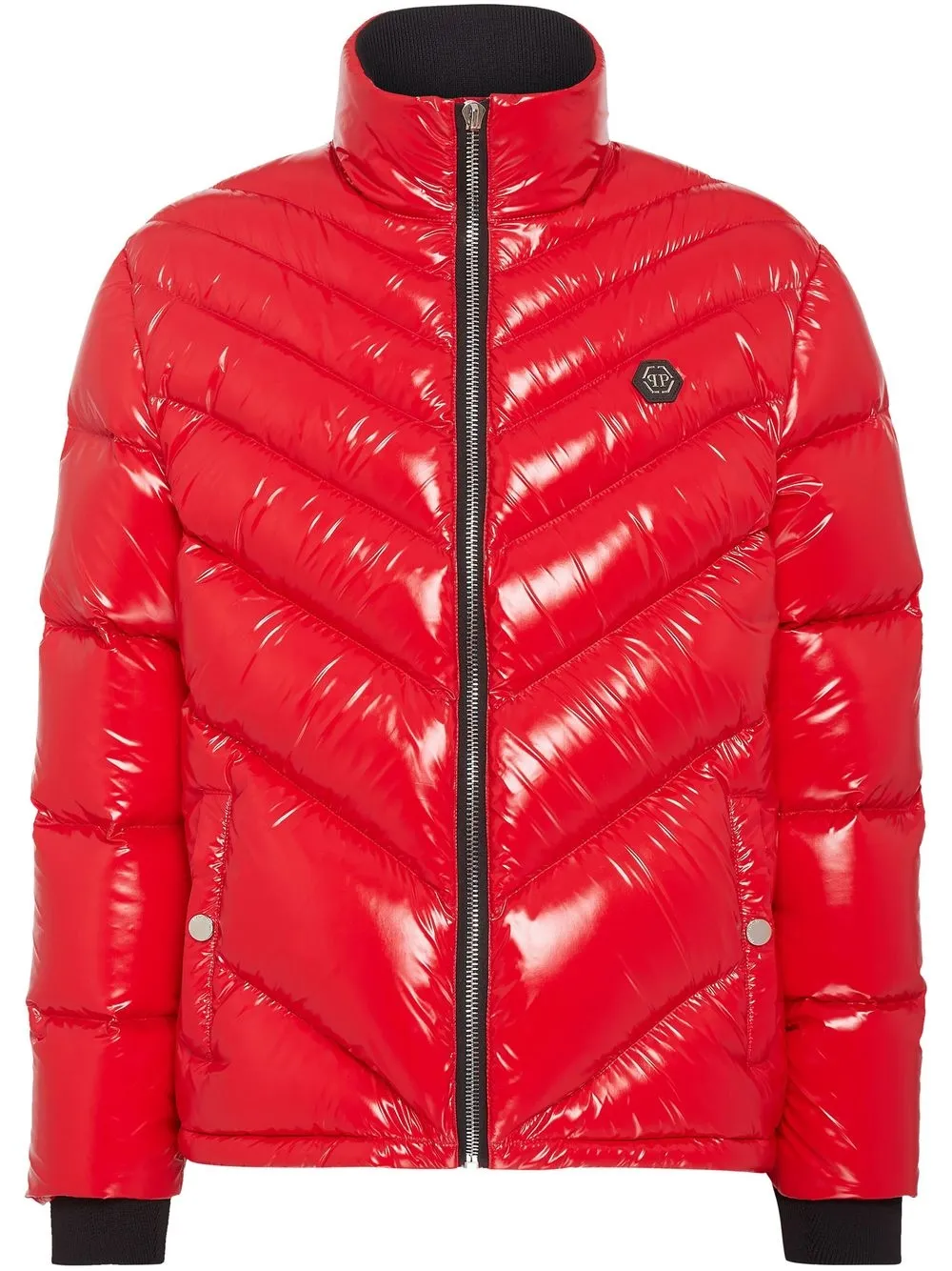 

Philipp Plein Skull Bones quilted puffer jacket - Red