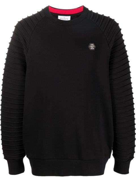 Philipp Plein piped-sleeve logo patch sweatshirt Men