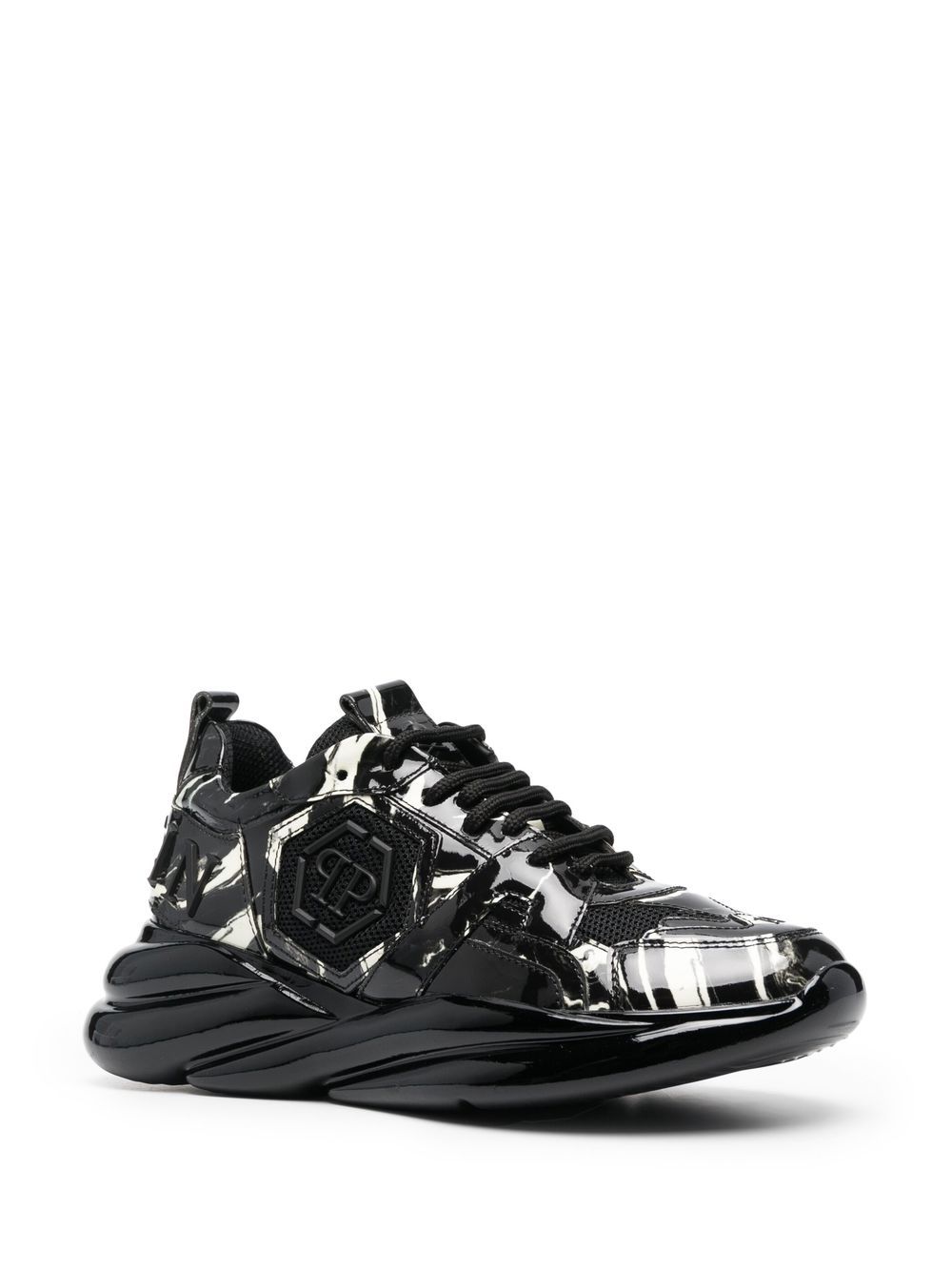 Philipp Plein marble-print low-top Sneakers - Farfetch