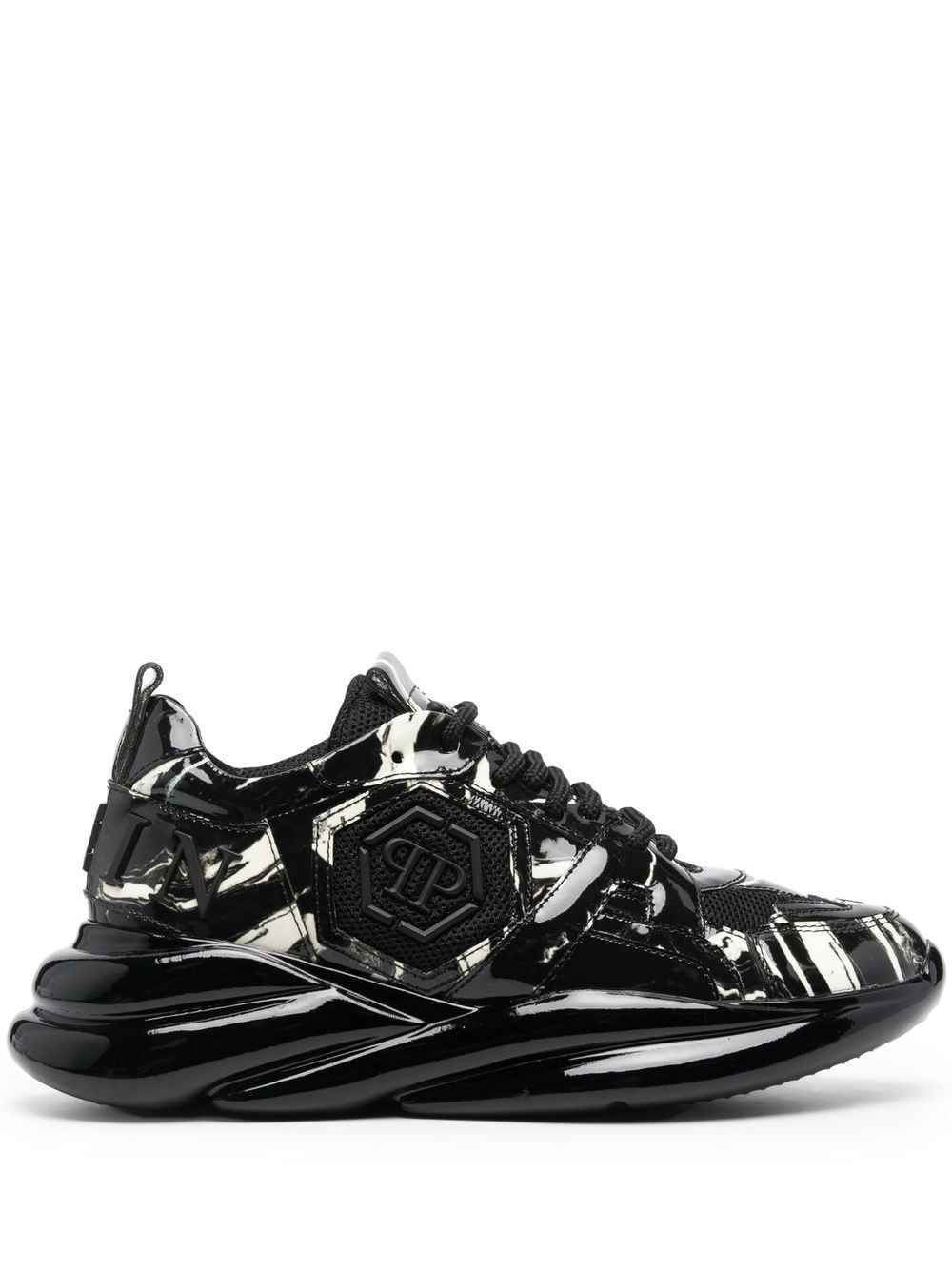Philipp Plein marble-print low-top Sneakers - Farfetch