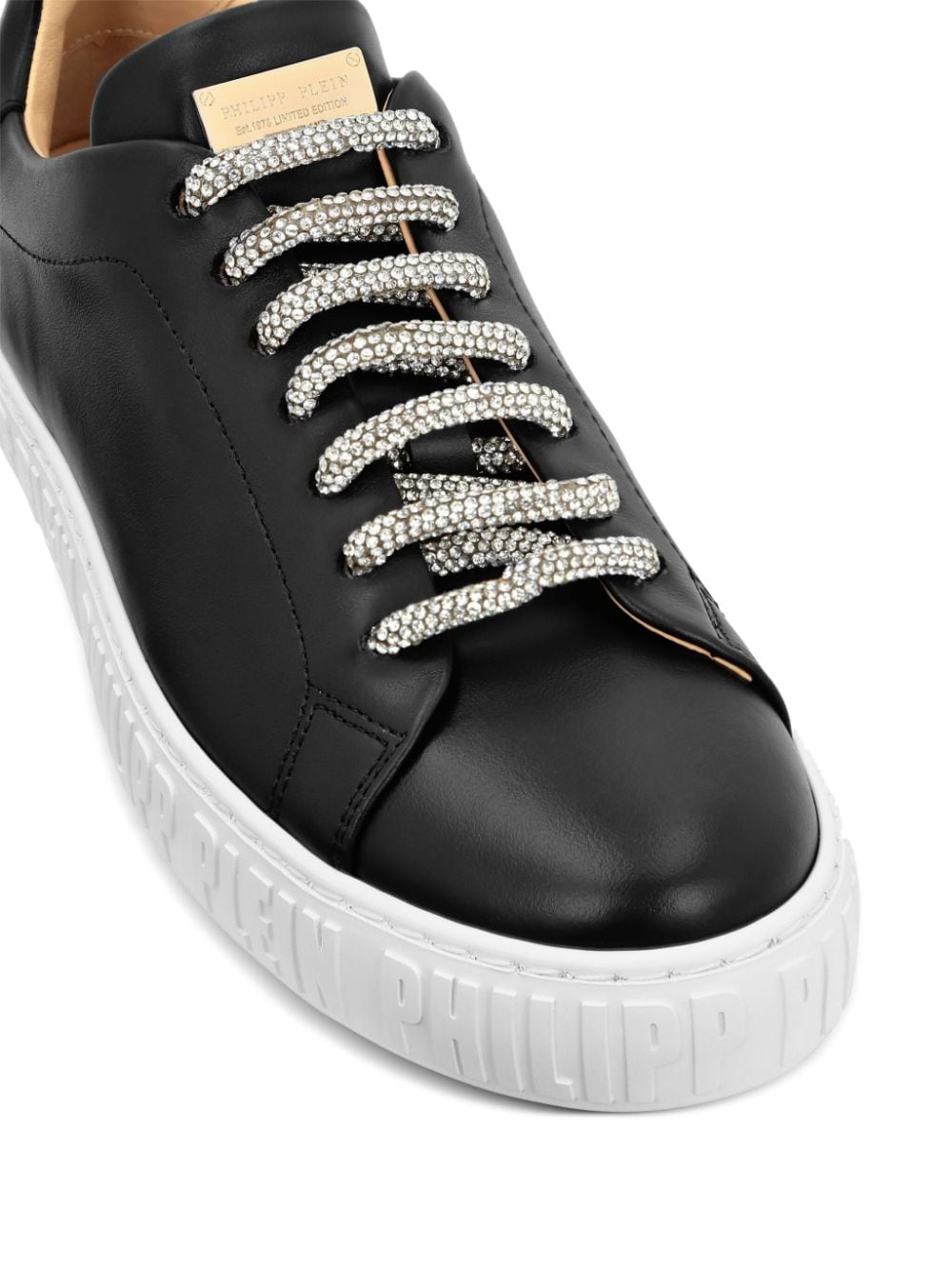 Shop Philipp Plein Low-top Lace-up Leather Sneakers In '02 Black'