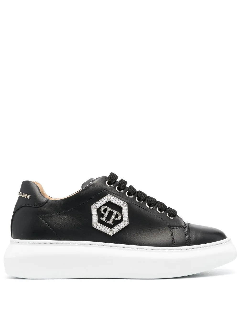 

Philipp Plein tenis bajos con placa del logo - Negro