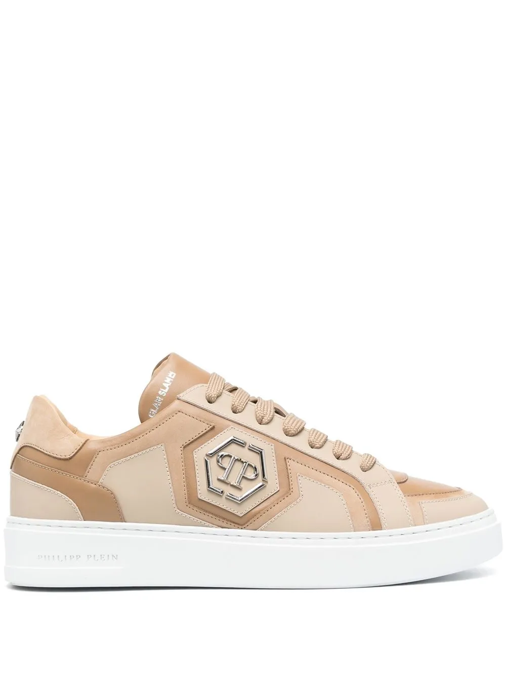 

Philipp Plein tenis bajos con logo Hexagon - Marrón