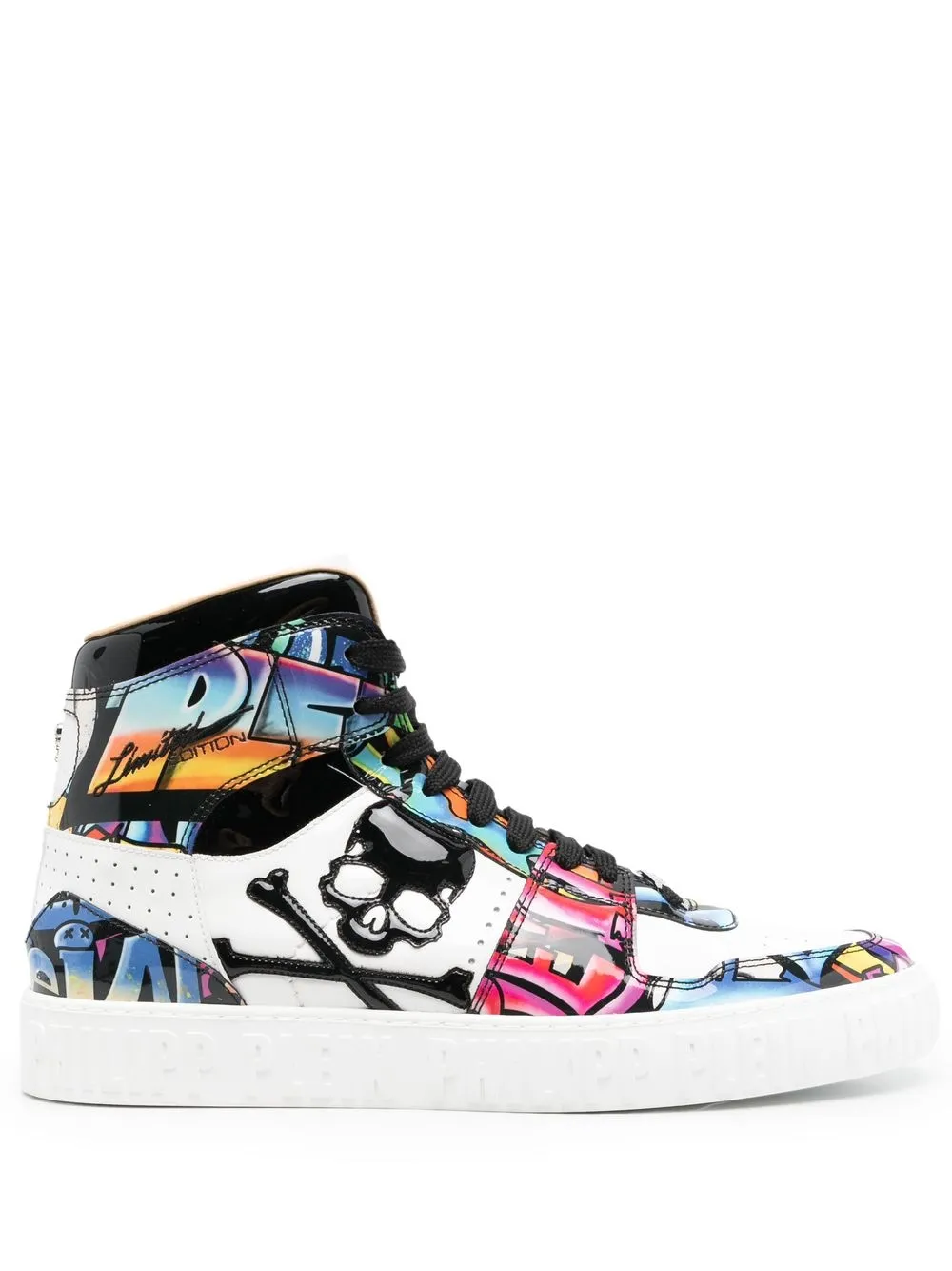 

Philipp Plein tenis altos con estampado de grafiti - Blanco
