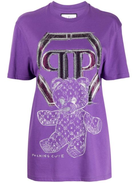 Philipp Plein Teddy bear-print cotton T-shirt Women