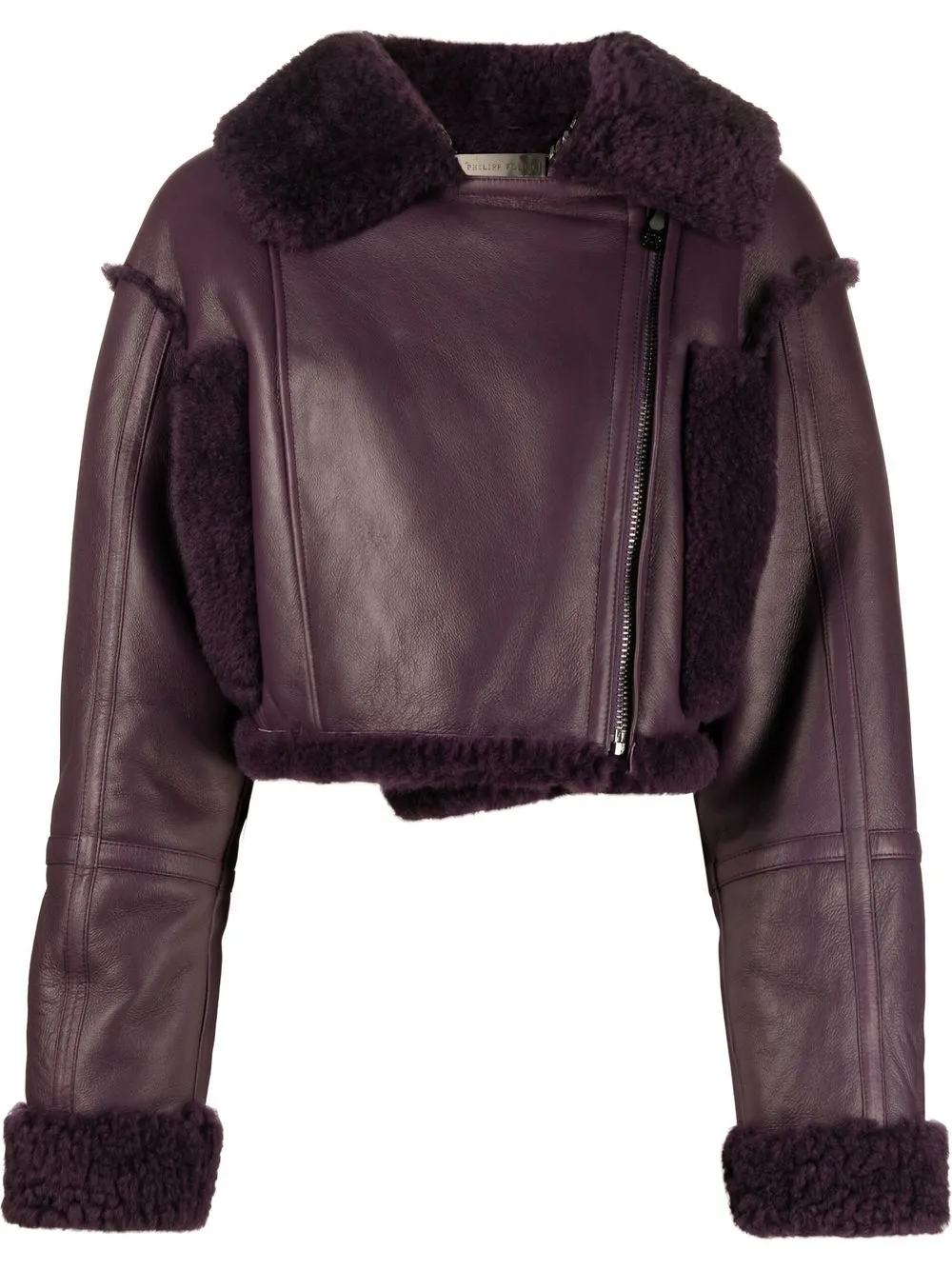 

Philipp Plein embossed-skull leather jacket - Purple