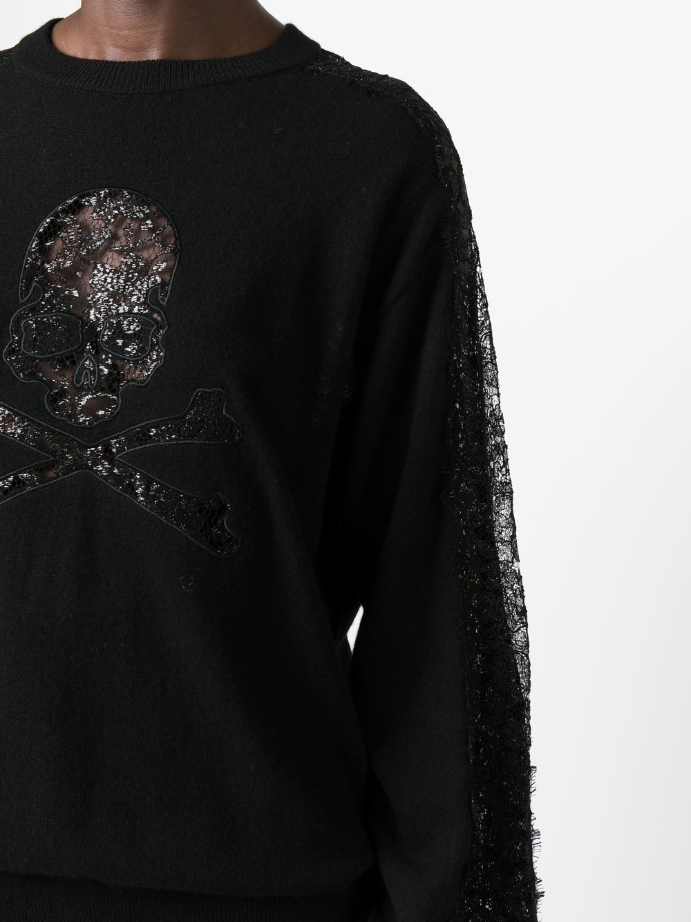 Philipp Plein lace-panelling skull-print sweatshirt Women