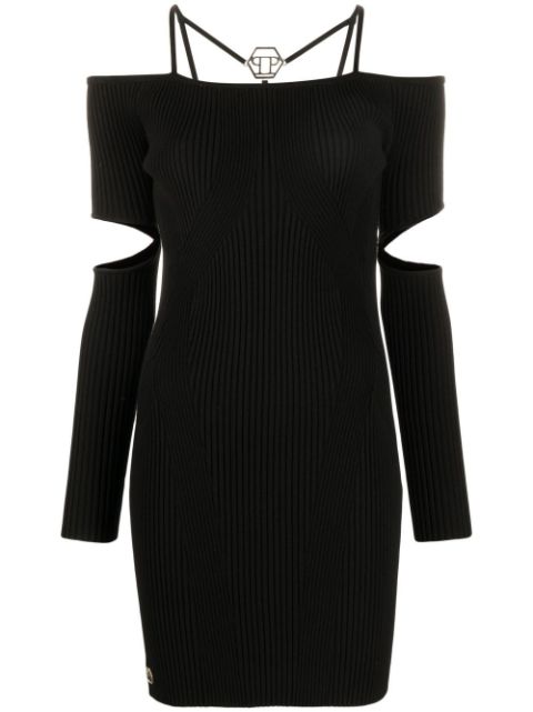 Philipp Plein cut-out ribbed mini dress Women