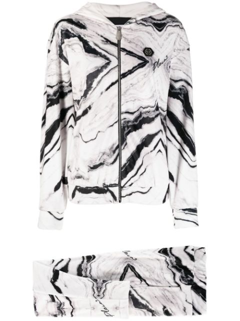 Philipp Plein marble print cotton tracksuit set Women