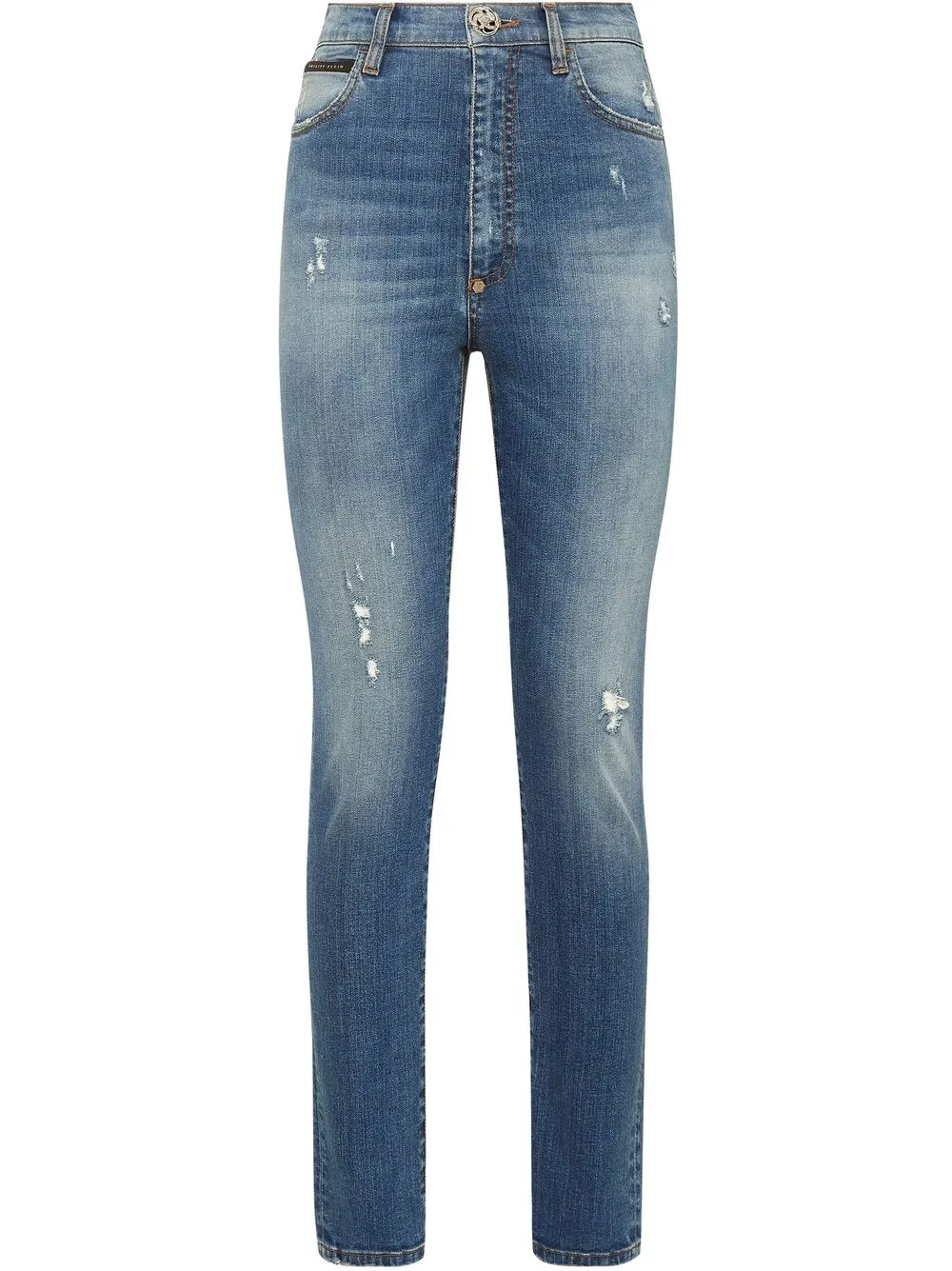 

Philipp Plein high-rise skinny ripped-detail jeans - Blue