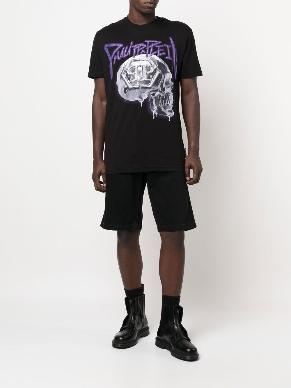 Philipp Plein T-shirt met doodskopprint - Zwart