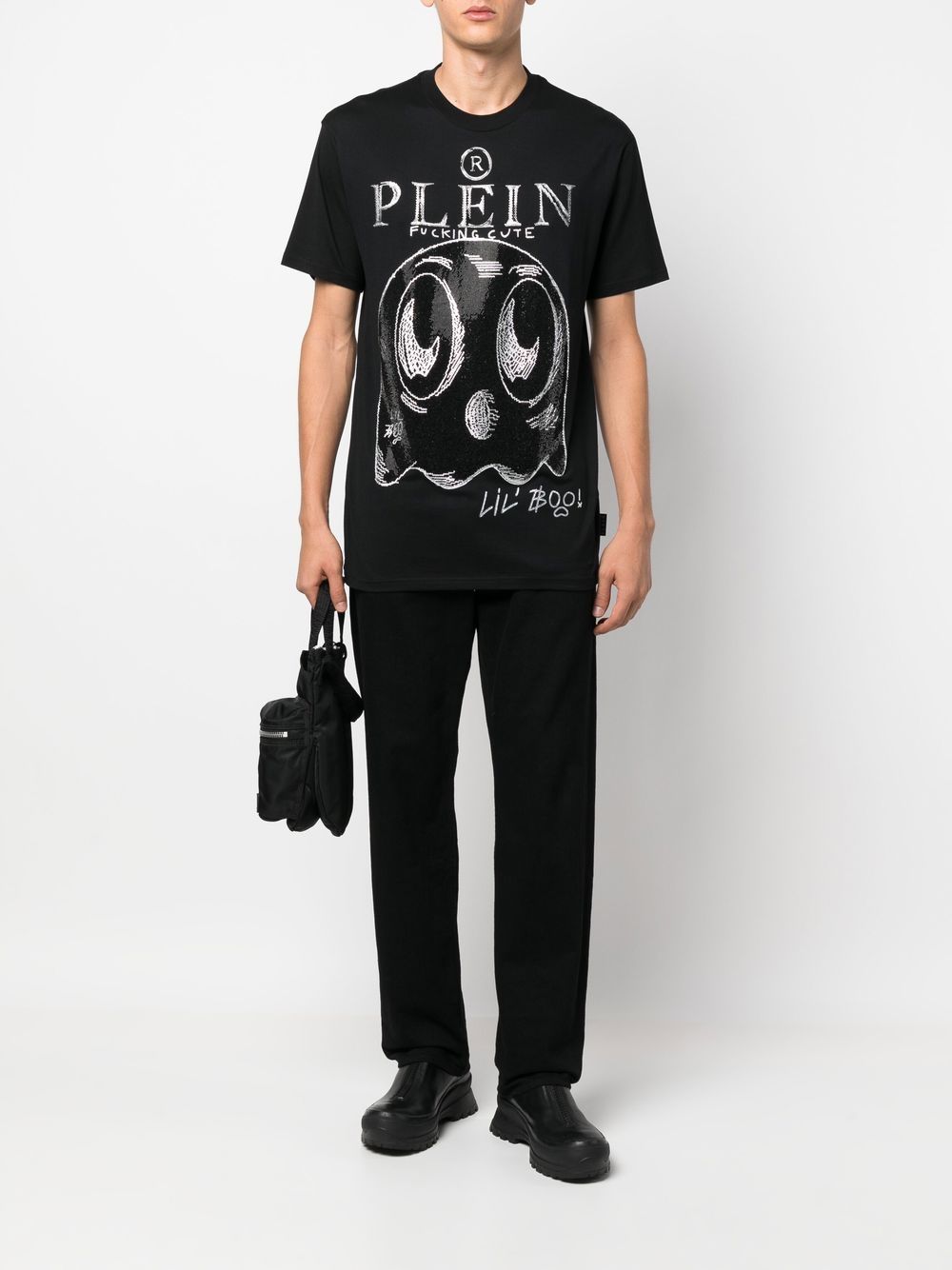 Philipp Plein T-shirt verfraaid met stras - Zwart