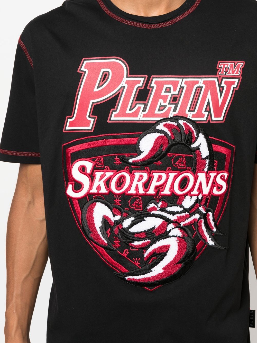 Shop Philipp Plein Logo-print Embroidered T-shirt In Black