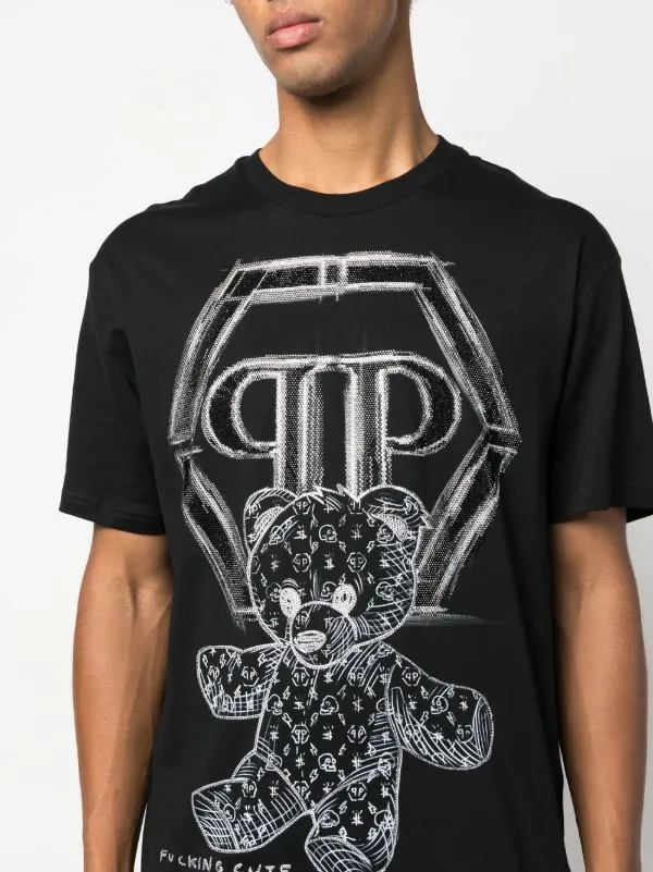 Philipp Plein Teddy Bear rhinestone-logo T-shirt Black FARFETCH PH