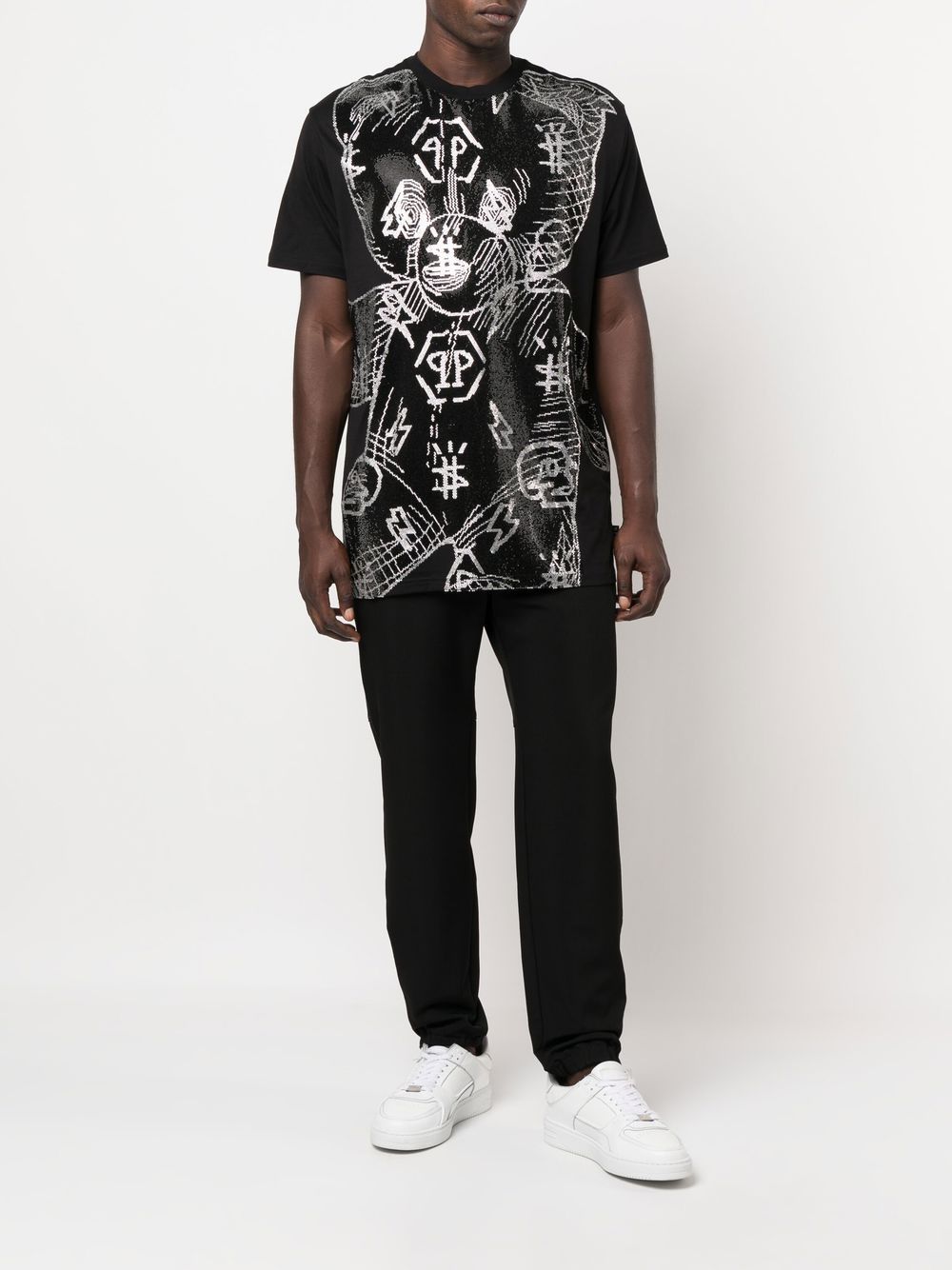 Philipp Plein T-shirt met teddybeerprint - Zwart