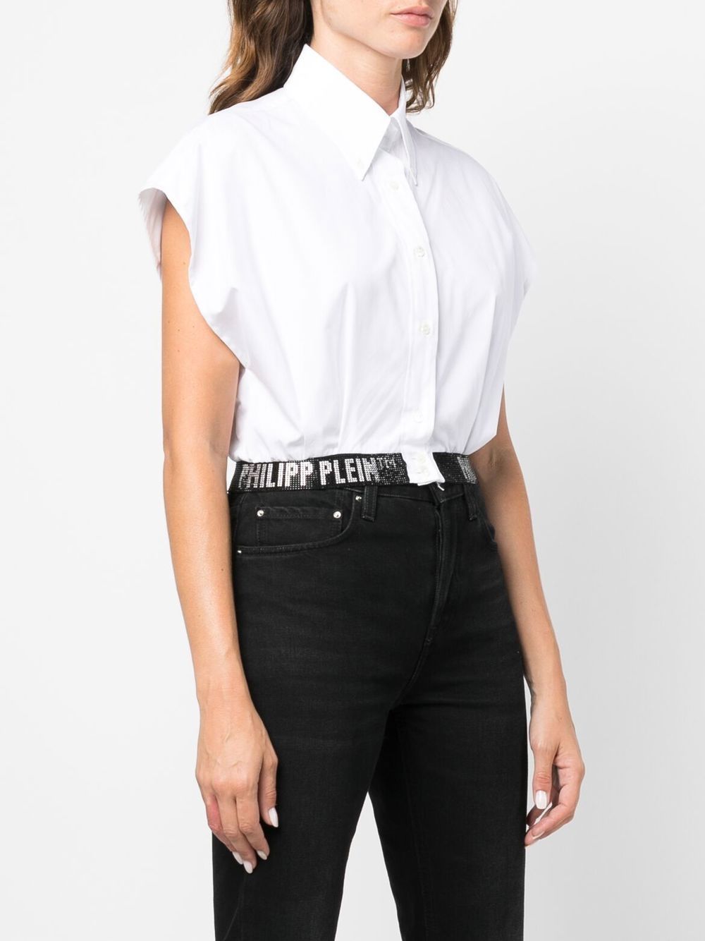 Philipp Plein logo-embellished cropped shirt Women