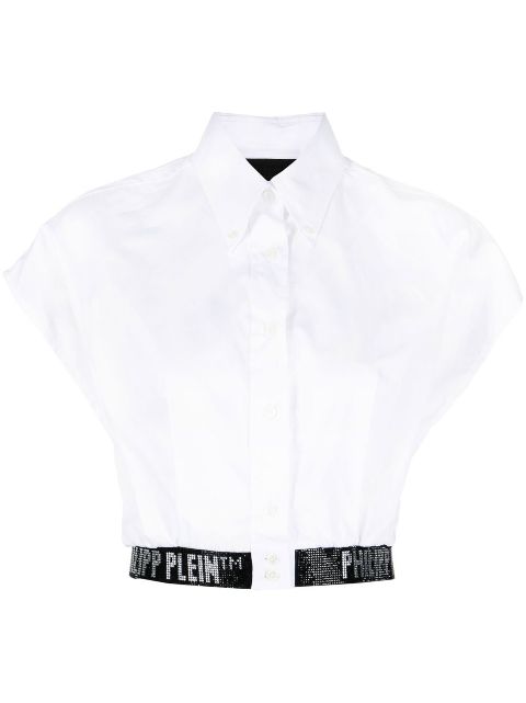 Philipp Plein logo-embellished cropped shirt 