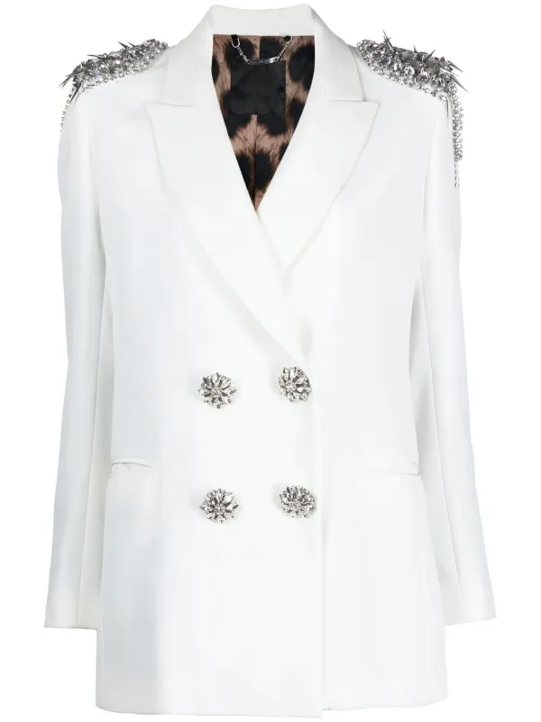 White embellished outlet blazer