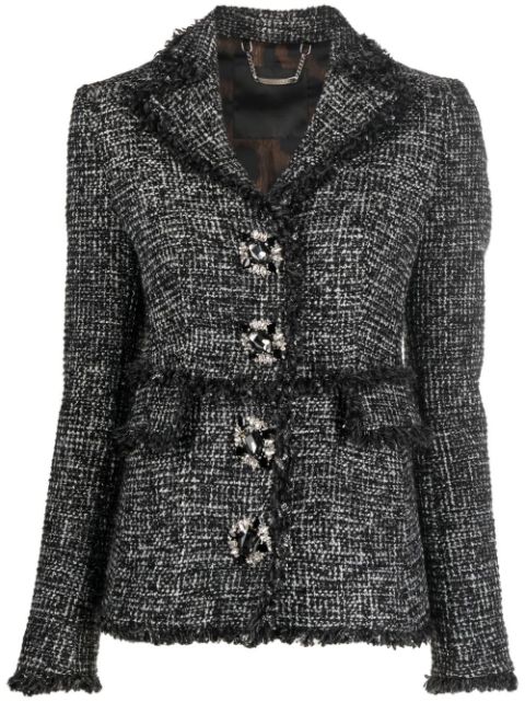 Philipp Plein belted-waist tweed blazer Women