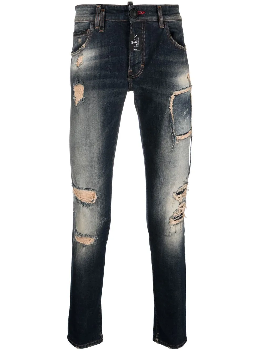 

Philipp Plein skinny jeans con efecto envejecido - Azul