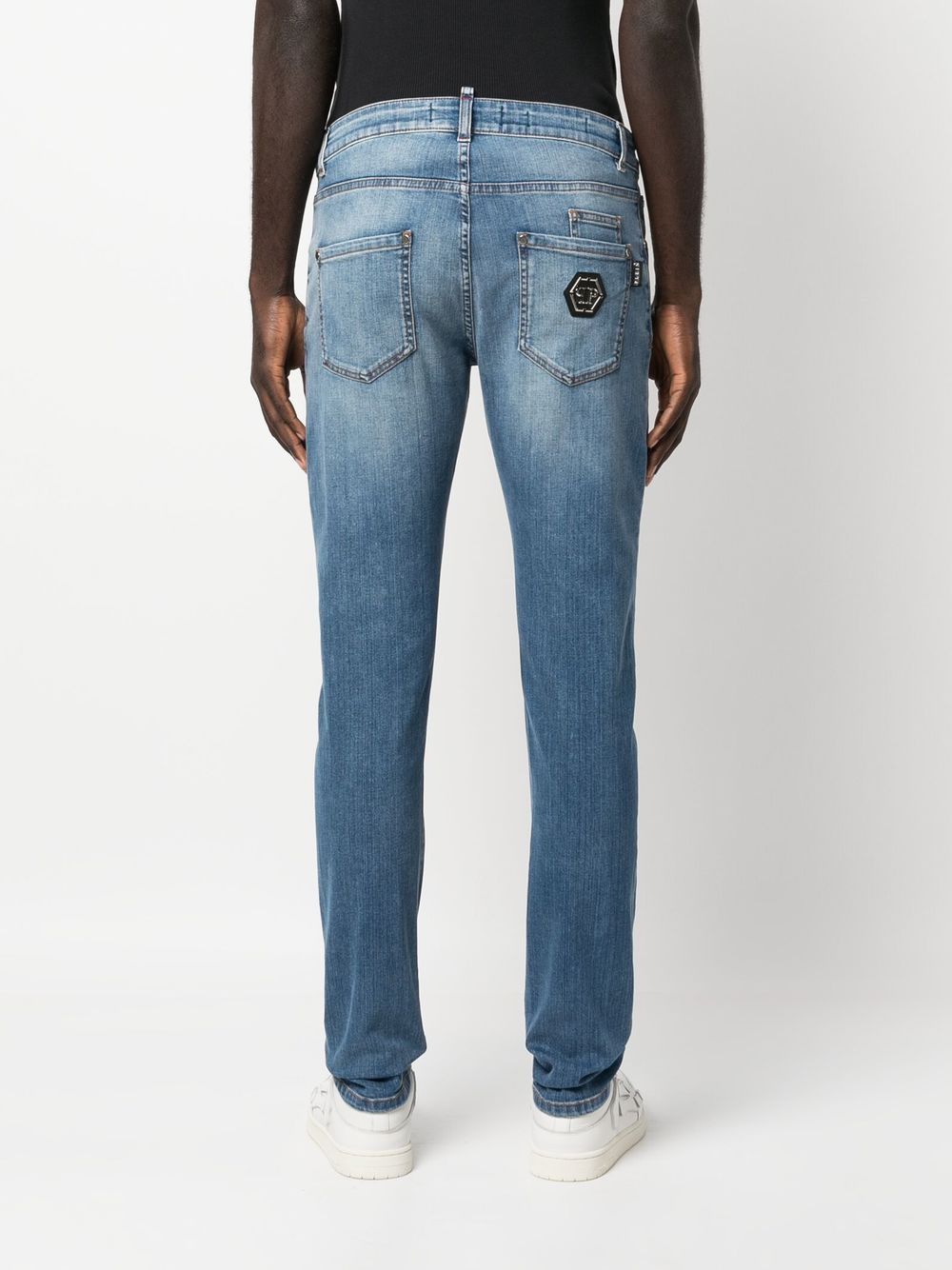 Shop Philipp Plein Premium-hexagon Straight-fit Jeans In Blue