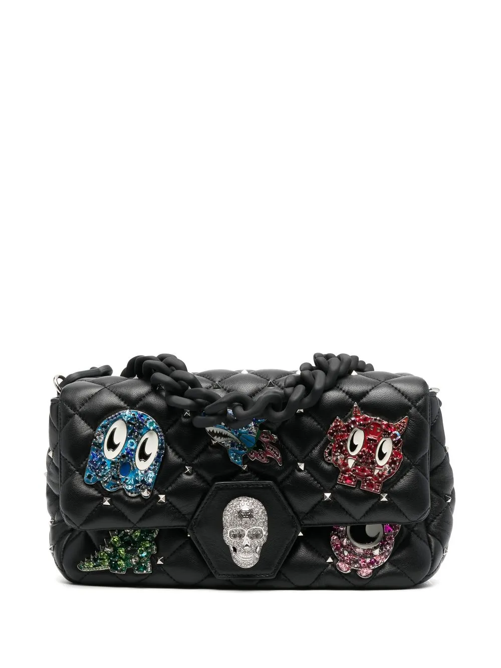 

Philipp Plein Monsters leather shoulder bag - Black