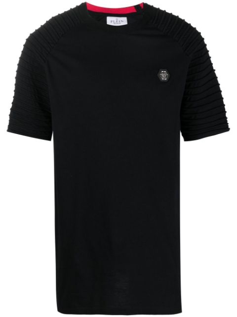 Philipp Plein pleat-detail logo T-shirt Men