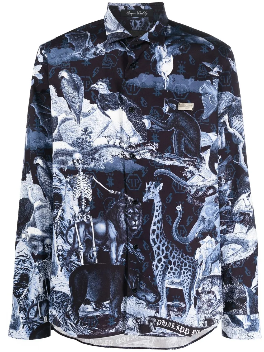 

Philipp Plein graphic-print long-sleeve shirt - Blue