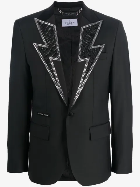 Philipp Plein crystal-embellished single-breasted blazer
