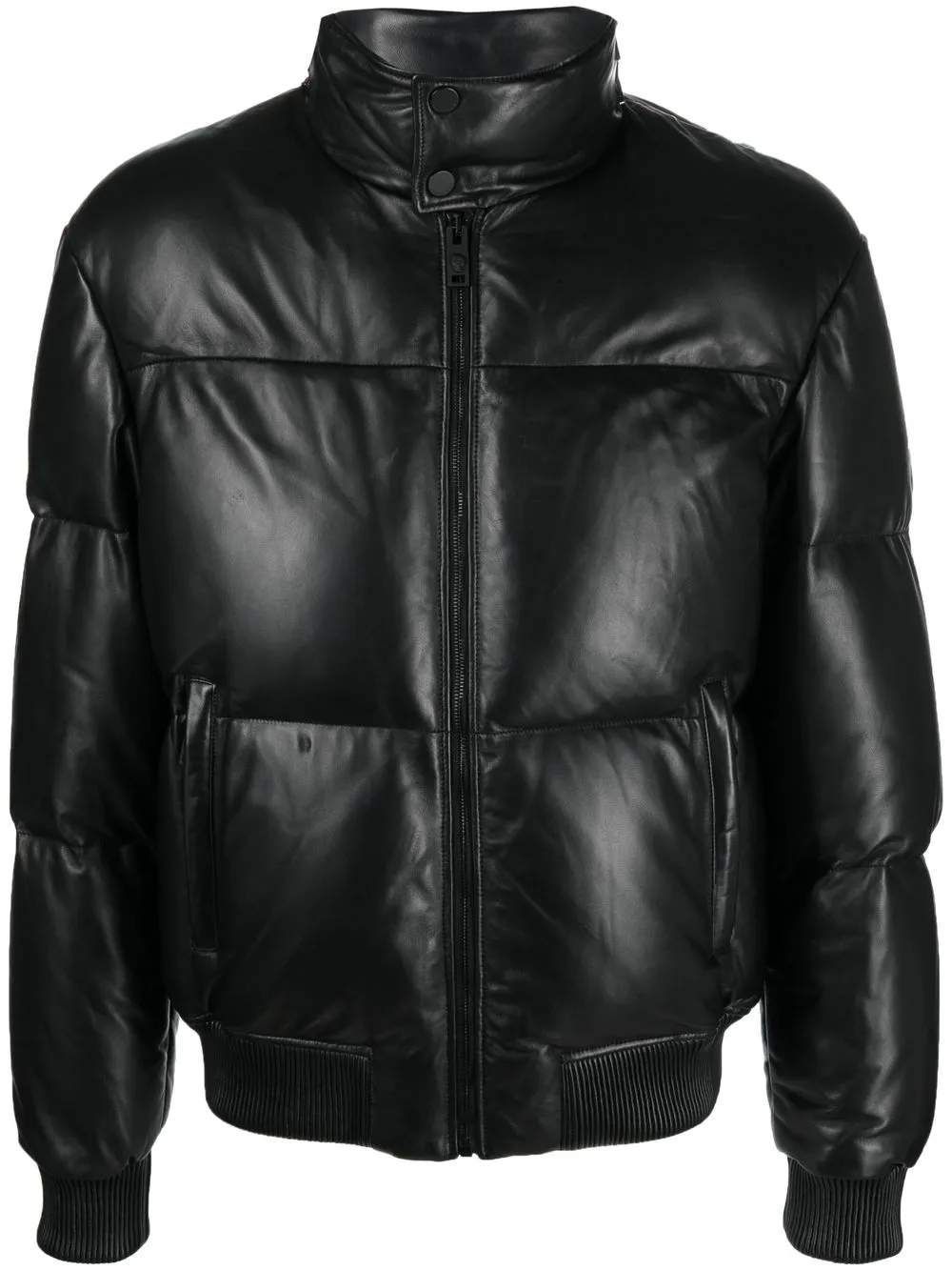 

Philipp Plein logo-embellished collar padded jacket - Black