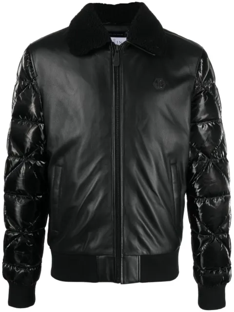Philipp Plein chamarra estilo aviador capitonada