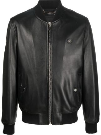 Philipp Plein Leather Bomber Jacket - Farfetch