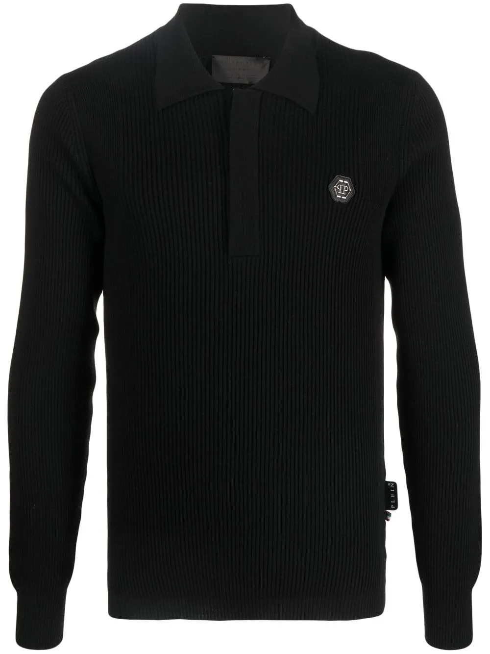 

Philipp Plein logo patch polo shirt - Black