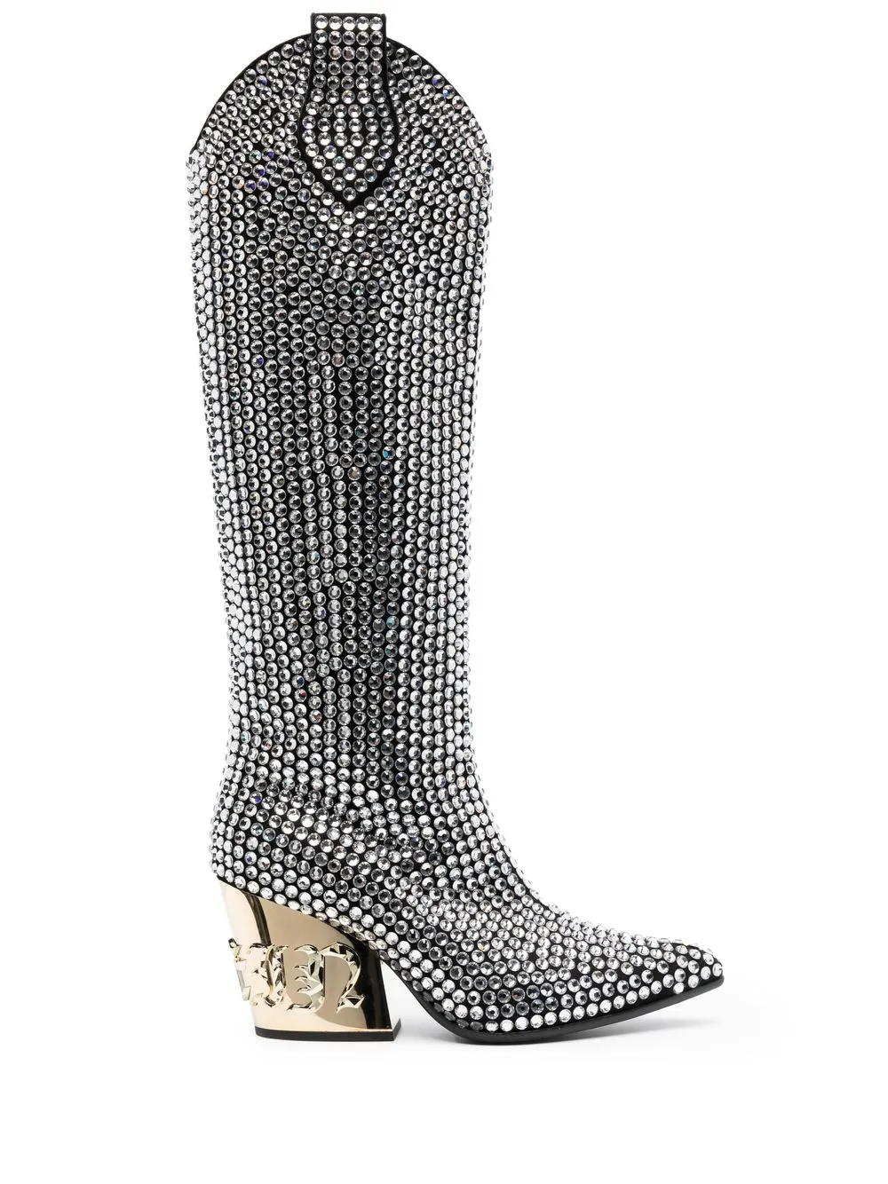 Philipp Plein Strass CowBoy calf-length boots - Silver