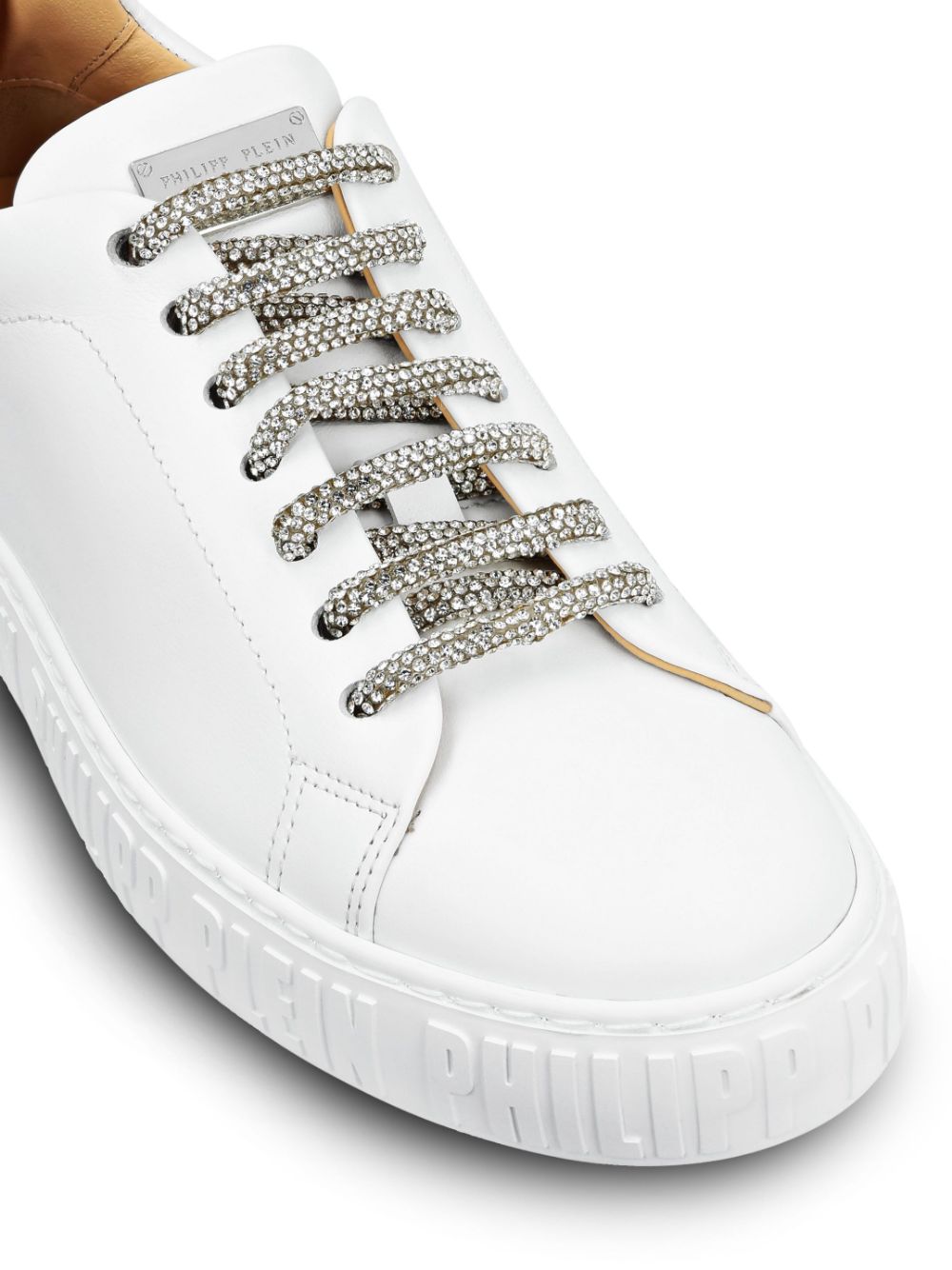 Shop Philipp Plein Low-top Lace-up Leather Sneakers In '01 White'