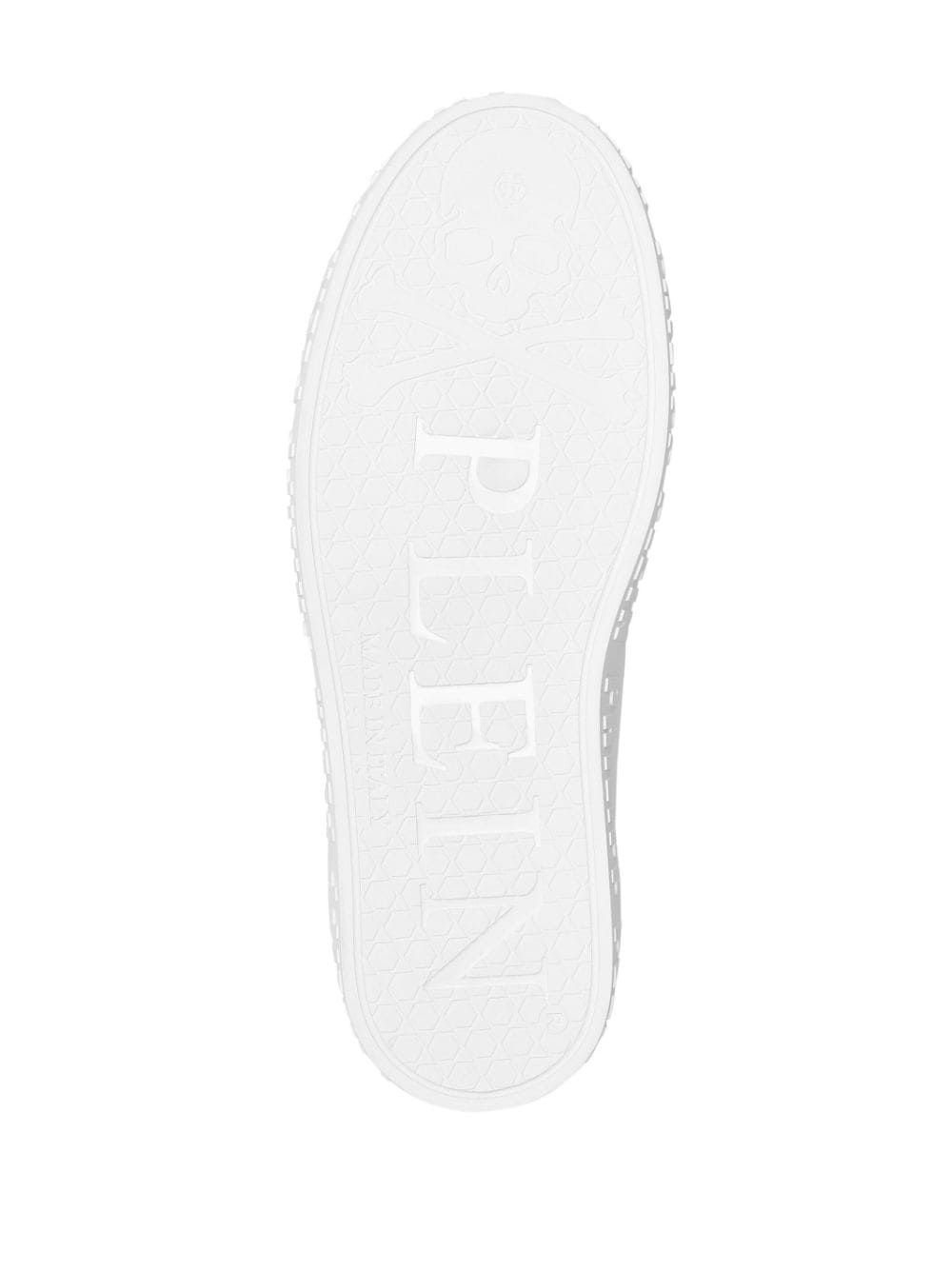 Shop Philipp Plein Low-top Lace-up Leather Sneakers In '01 White'