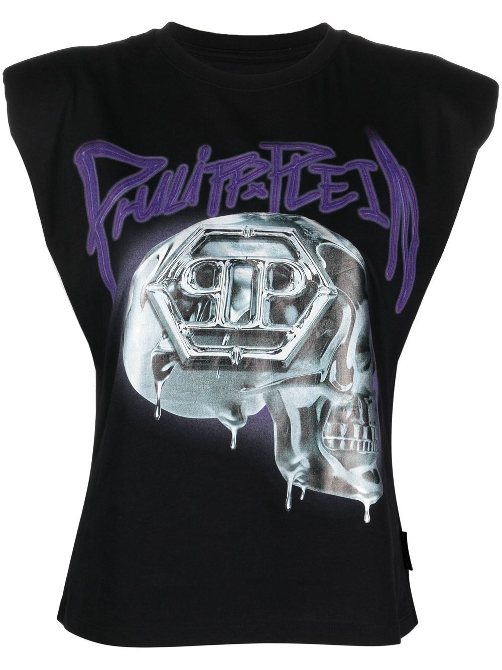 Skull-print Padded-shoulder tank top