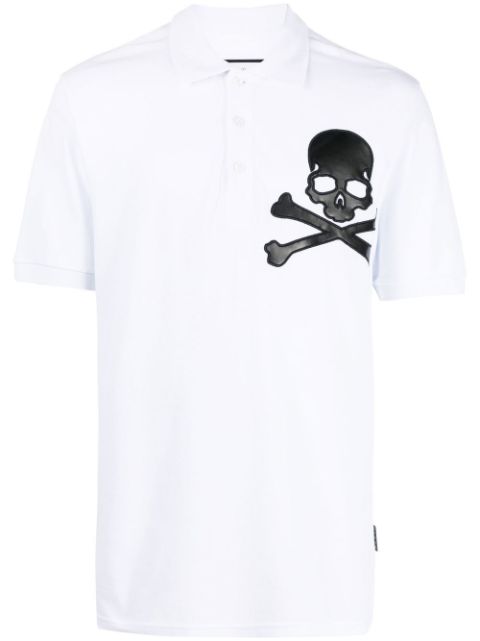 Philipp Plein Skull-patch cotton polo shirt Men