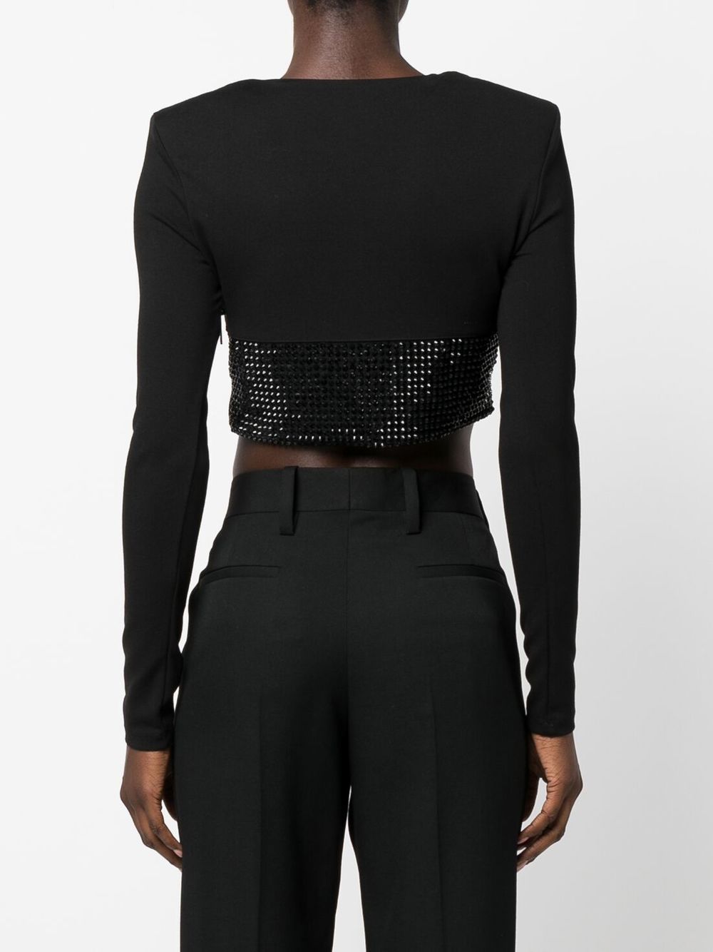 Philipp Plein crystal-embellished cropped long-sleeved top Women