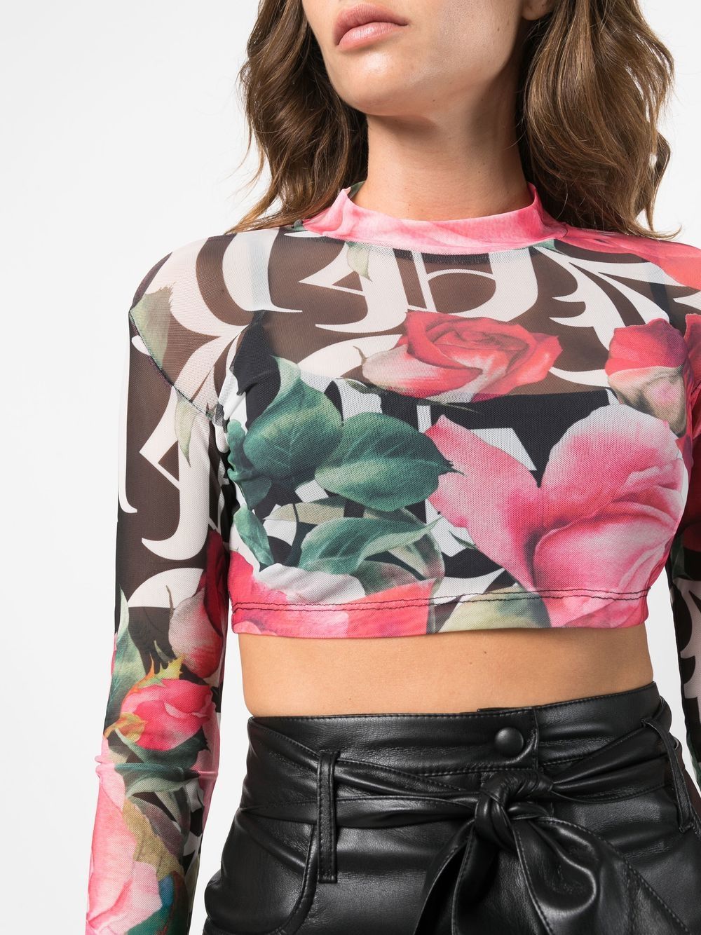 Philipp Plein floral cropped top Women