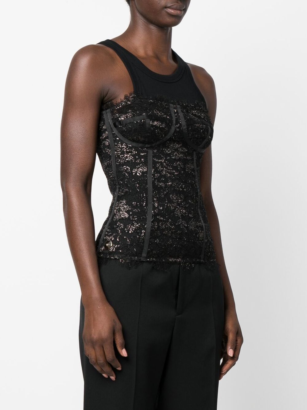 Philipp Plein lace-detail bustier top Women