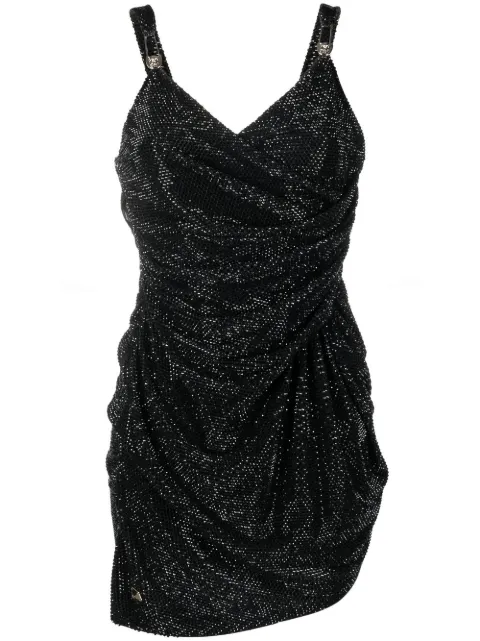 Philipp Plein crystal-embellished draped mini dress