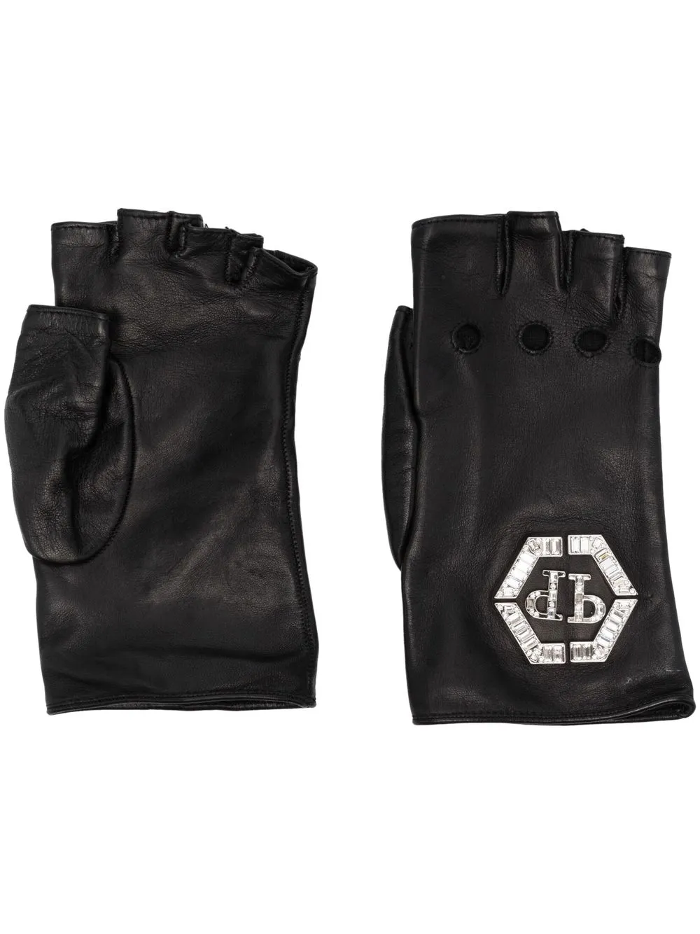 

Philipp Plein guantes con detalles de cristal - Negro