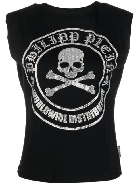 Philipp Plein embellished-logo sleeveless T-shirt Women