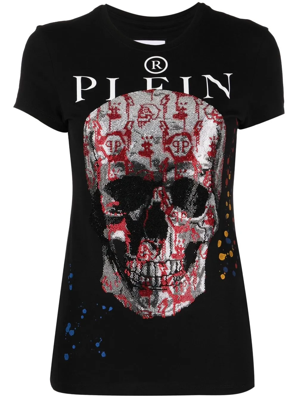 

Philipp Plein playera con cuello redondo y logo - Negro