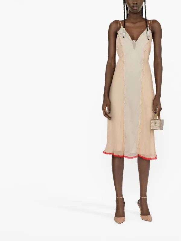 FENDI Silk Midi Dress | Neutrals | FARFETCH