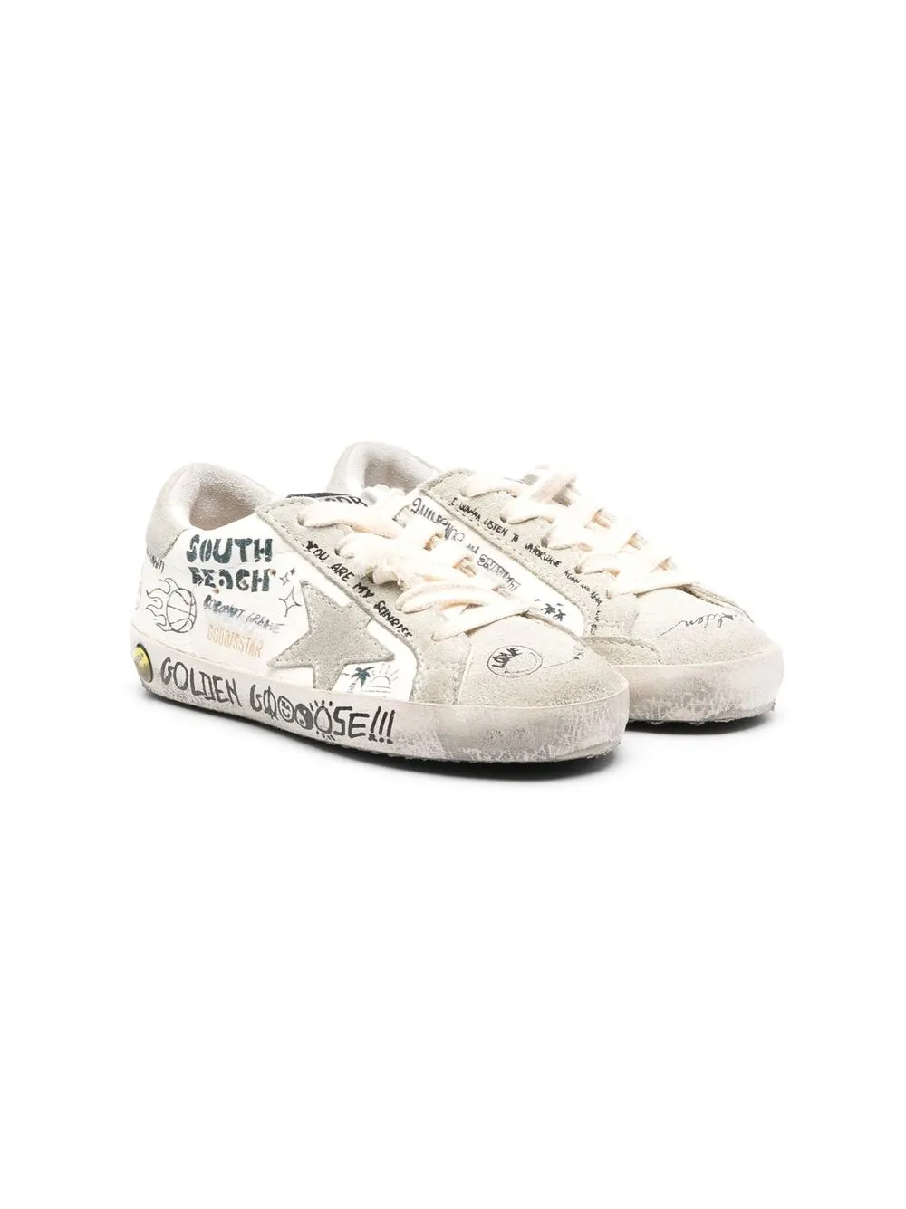 

Golden Goose Kids tenis con estampado de grafiti - Blanco