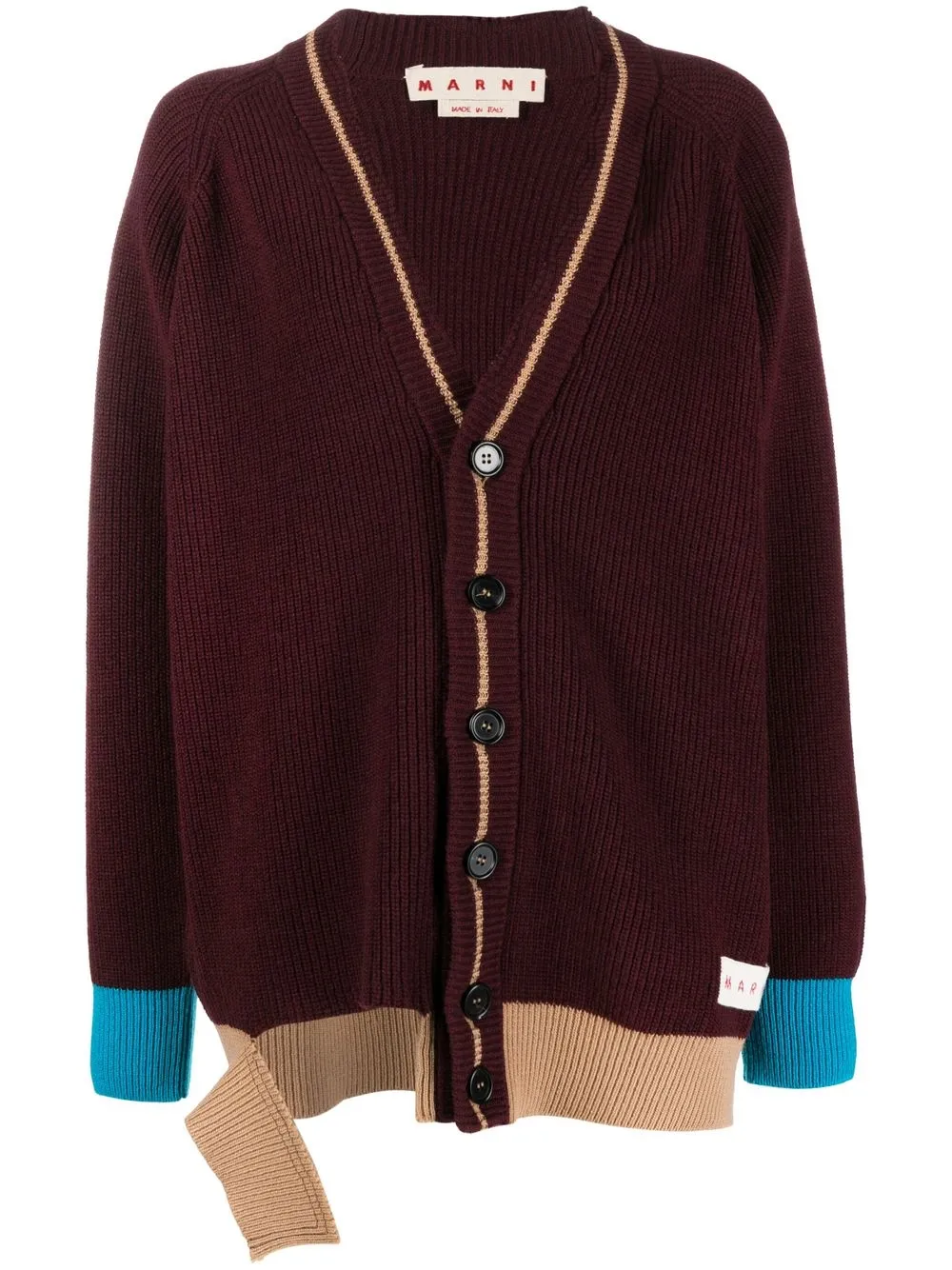 

Marni logo colour-block cardigan - Red